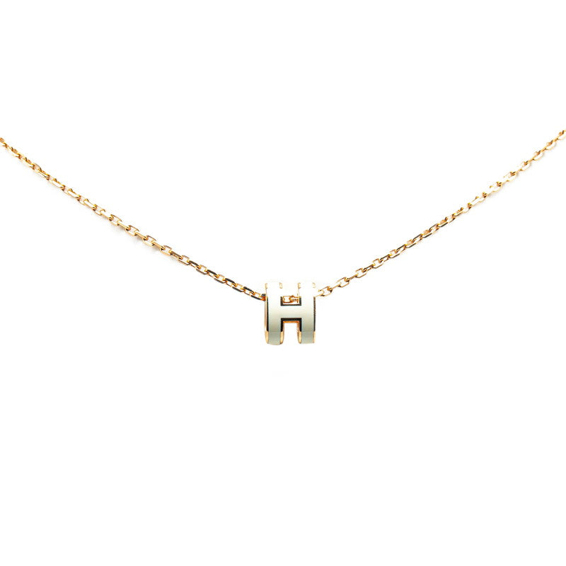 エルメス ミニポップアッシュH ネックレス ゴールド ホワイト メッキ レディース HERMES 【中古】