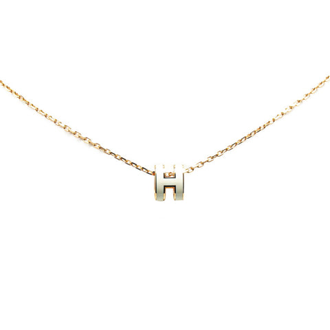 エルメス ミニポップアッシュH ネックレス ゴールド ホワイト メッキ レディース HERMES 【中古】