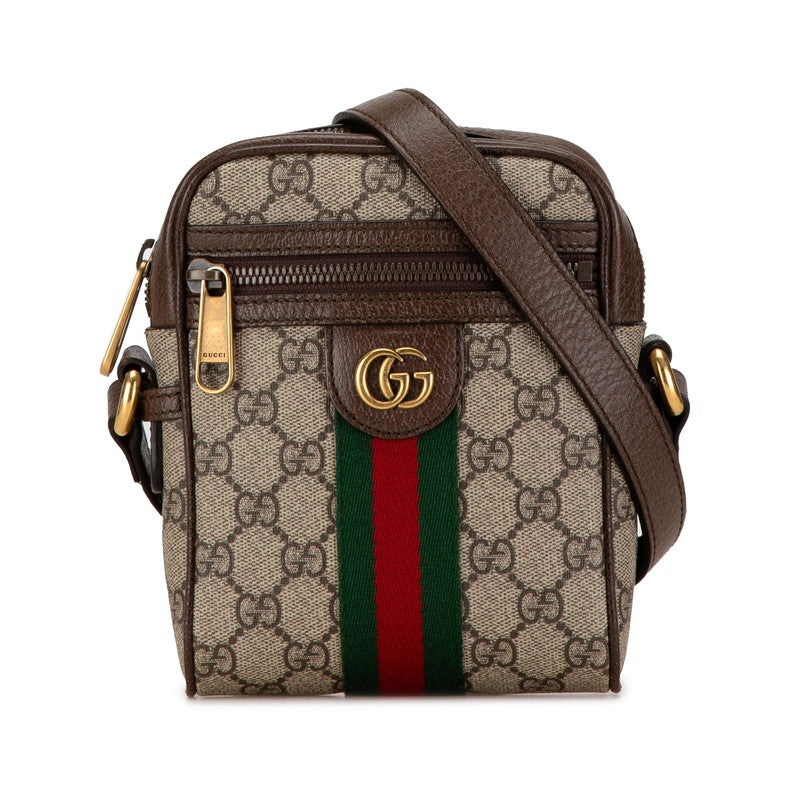 グッチ GGスプリーム オフィディア シェリーライン ショルダーバッグ 598127 ベージュ ブラウン PVC レザー レディース GUCCI 【中古】