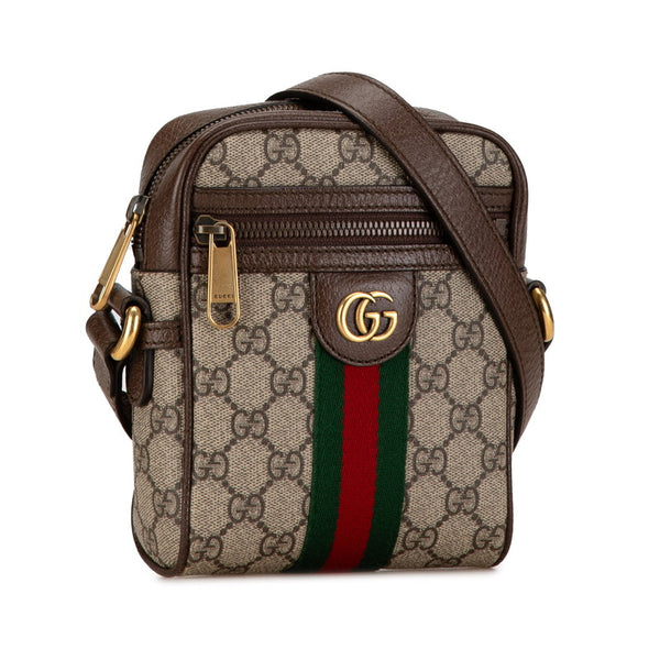 グッチ GGスプリーム オフィディア シェリーライン ショルダーバッグ 598127 ベージュ ブラウン PVC レザー レディース GUCCI 【中古】