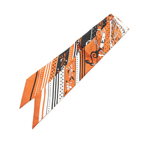 エルメス ツイリー Festival des Amazones アマゾンの祭典 スカーフ オレンジ ホワイト ブラック シルク レディース HERMES 【中古】