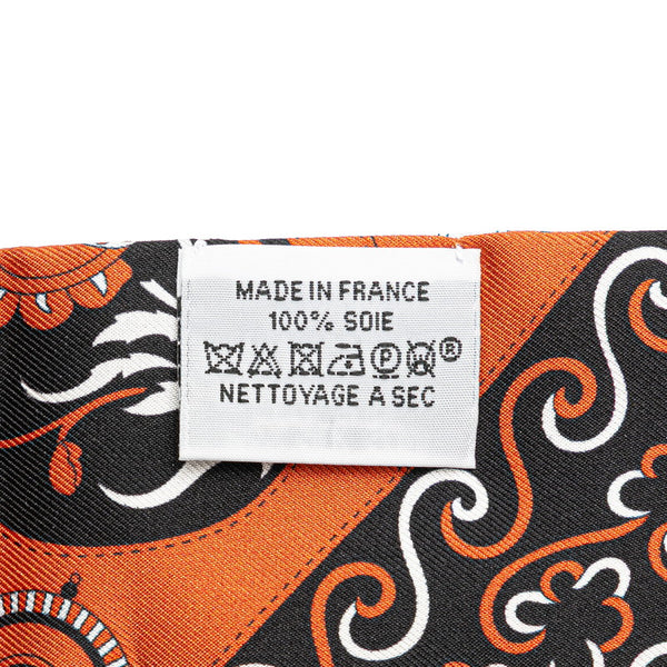 エルメス ツイリー Festival des Amazones アマゾンの祭典 スカーフ オレンジ ホワイト ブラック シルク レディース HERMES 【中古】
