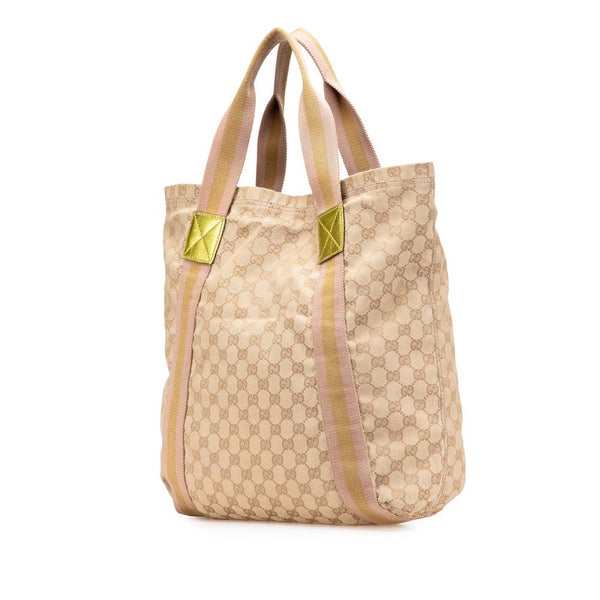 グッチ GGキャンバス トートバッグ 189669 ベージュ キャンバス レザー レディース GUCCI 【中古】