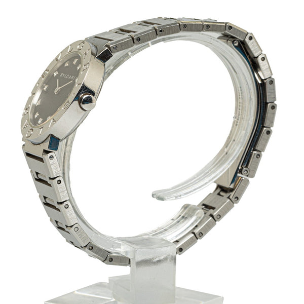 ブルガリ ブルガリブルガリ 12PD ダイヤ  腕時計 BB26SS クオーツ ブラック文字盤 ステンレススチール レディース BVLGARI 【中古】