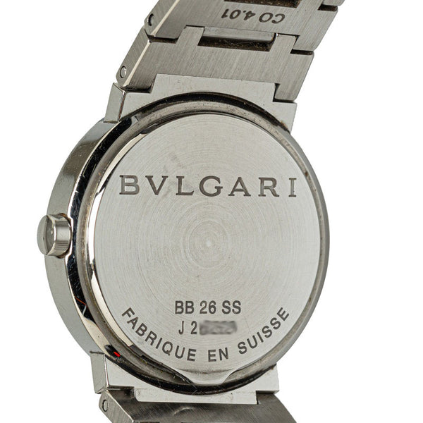 ブルガリ ブルガリブルガリ 12PD ダイヤ  腕時計 BB26SS クオーツ ブラック文字盤 ステンレススチール レディース BVLGARI 【中古】