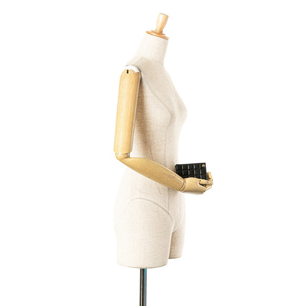 シャネル チョコバー ココマーク パスケース カードケース ブラック ラムスキン レディース CHANEL 【中古】