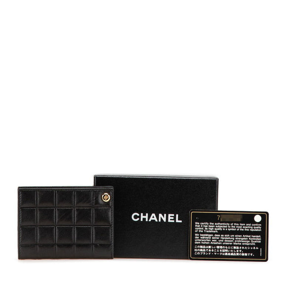 シャネル チョコバー ココマーク パスケース カードケース ブラック ラムスキン レディース CHANEL 【中古】