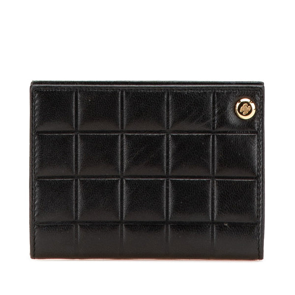 シャネル チョコバー ココマーク パスケース カードケース ブラック ラムスキン レディース CHANEL 【中古】