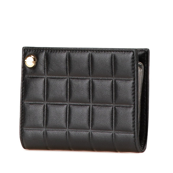 シャネル チョコバー ココマーク パスケース カードケース ブラック ラムスキン レディース CHANEL 【中古】