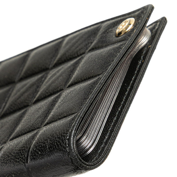 シャネル チョコバー ココマーク パスケース カードケース ブラック ラムスキン レディース CHANEL 【中古】