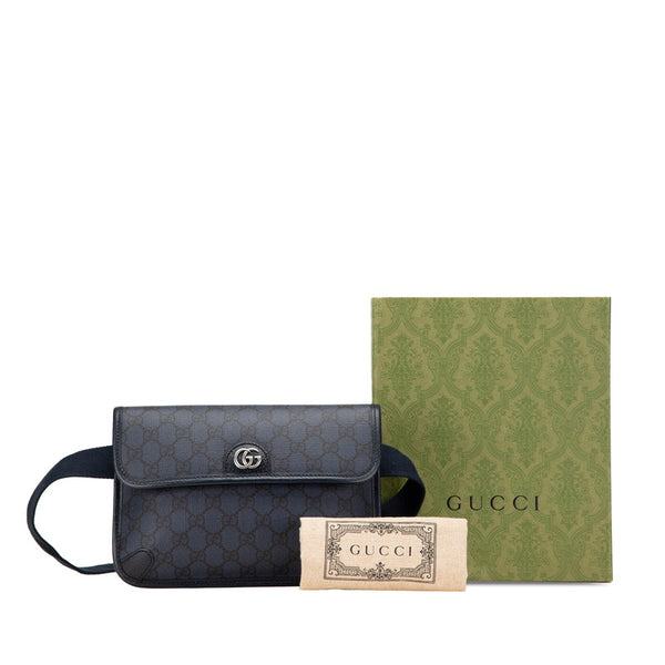 グッチ GGスプリーム GGマーモント ウエストバッグ ボディバッグ 752597 ネイビー PVC レザー レディース GUCCI 【中古】