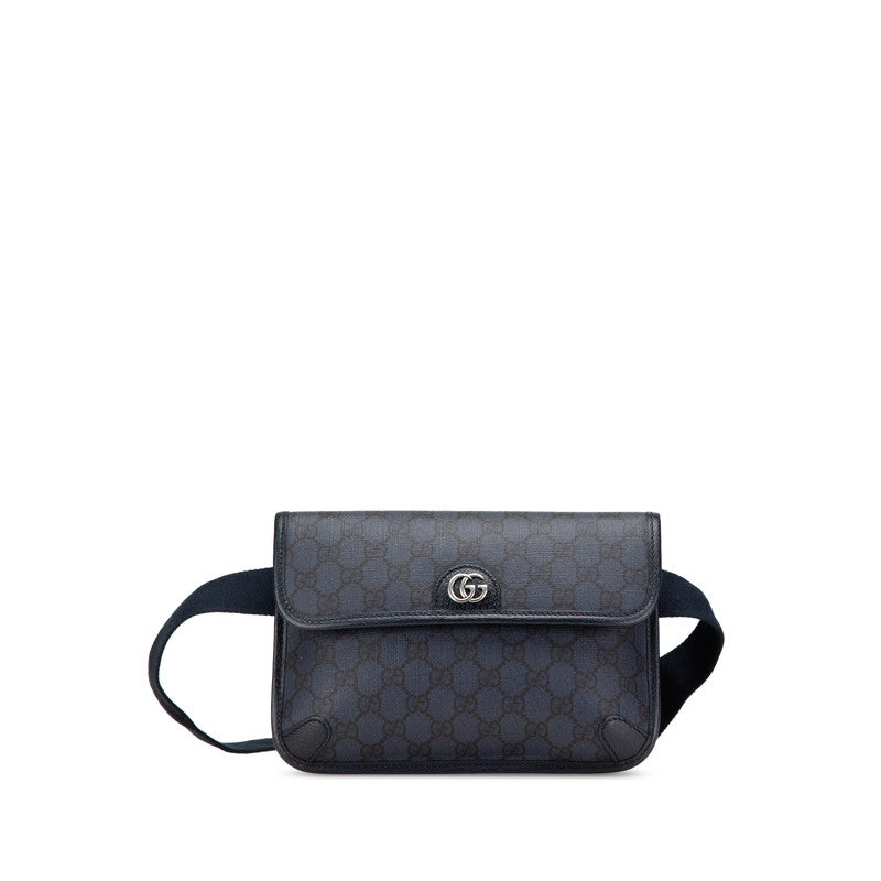 グッチ GGスプリーム GGマーモント ウエストバッグ ボディバッグ 752597 ネイビー PVC レザー レディース GUCCI 【中古】
