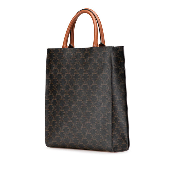 セリーヌ トリオンフ バーティカルカバ  ラージ ハンドバッグ ショルダーバッグ 2WAY ブラウン PVC レザー レディース CELINE 【中古】