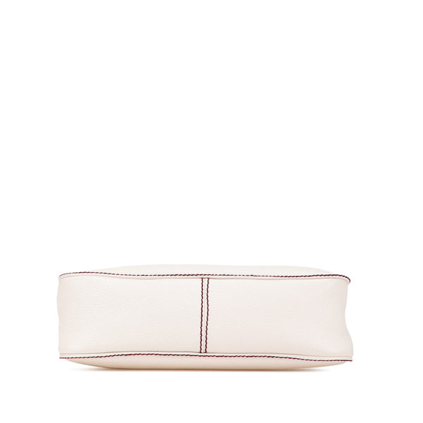 シャネル ロゴ フリンジ ワンショルダーバッグ アイボリー ボルドー カーフ レディース CHANEL 【中古】