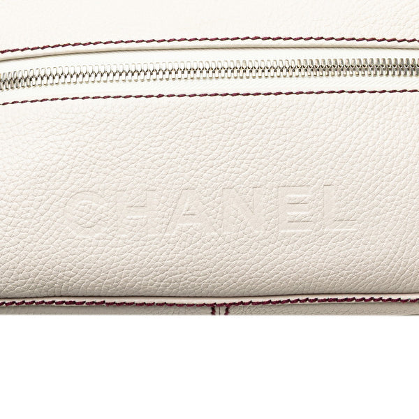 シャネル ロゴ フリンジ ワンショルダーバッグ アイボリー ボルドー カーフ レディース CHANEL 【中古】