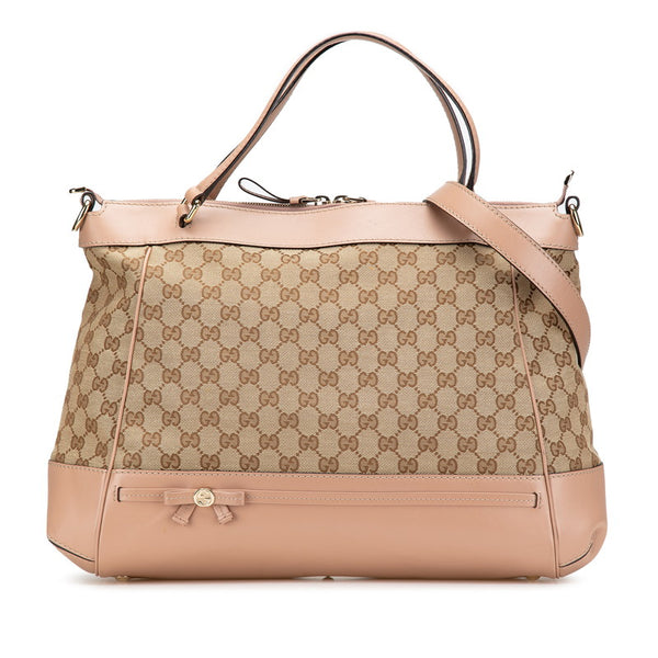 グッチ GGキャンバス メイフェア トートバッグ ショルダーバッグ 2WAY 257349 ベージュ ピンクベージュ キャンバス レザー レディース GUCCI 【中古】