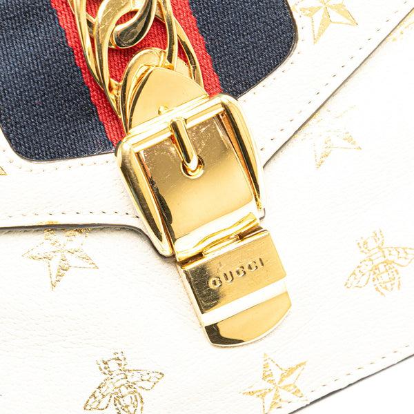 グッチ シルヴィ シェリーライン ビー スター ミニ ハンドバッグ ショルダーバッグ 2WAY 470270 ホワイト レザー レディース GUCCI 【中古】