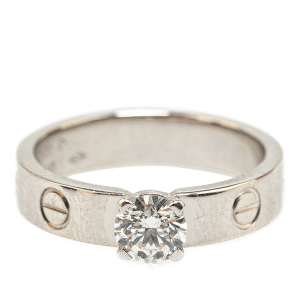 カルティエ ミニラブリング ソリテール リング 指輪 #49 K18WG ホワイトゴールド レディース CARTIER 【中古】