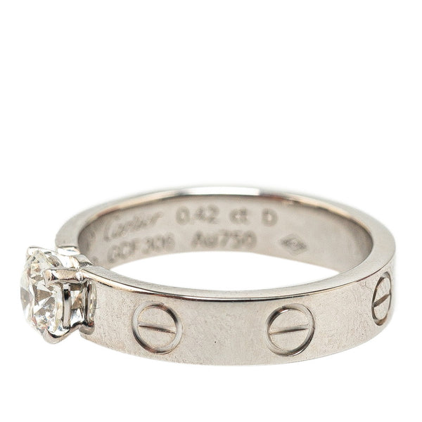 カルティエ ミニラブリング ソリテール リング 指輪 #49 K18WG ホワイトゴールド レディース CARTIER 【中古】