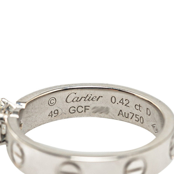 カルティエ ミニラブリング ソリテール リング 指輪 #49 K18WG ホワイトゴールド レディース CARTIER 【中古】