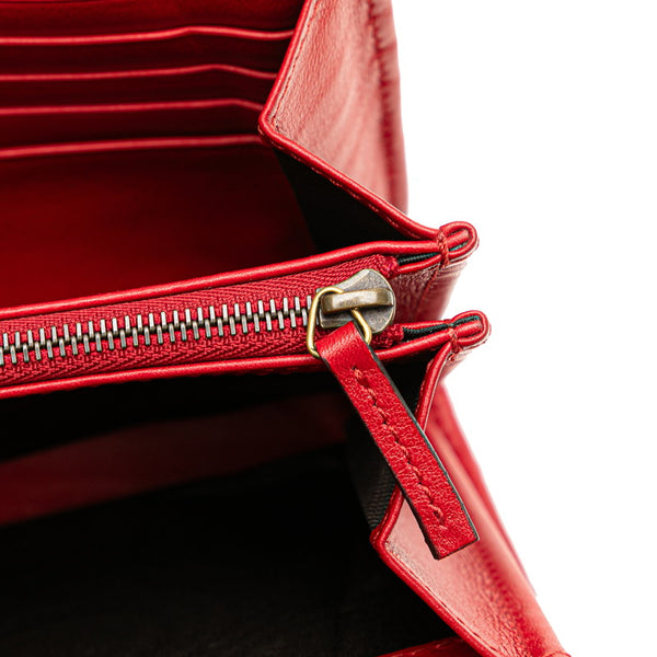 グッチ GGマーモント 斜め掛け チェーン ショルダーバッグ 474547 レッド ベロア レディース GUCCI 【中古】