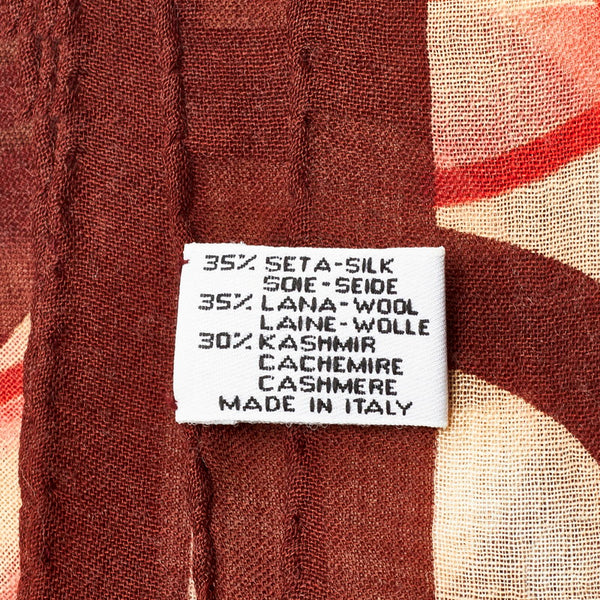 ココマーク ストール ブラウン ホワイト シルク ウール カシミヤ レディース 【中古】