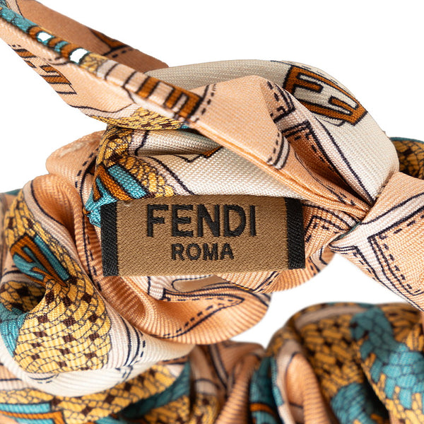 フェンディ ズッカ 総柄 シュシュ ヘアゴム 2本セット ピンク マルチカラー ブラック ブラウン レディース FENDI 【中古】