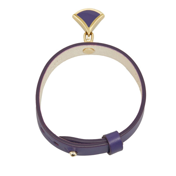 ブルガリ ディーヴァドリーム ブレスレット バングル ネイビー ゴールド レザー メタル レディース BVLGARI 【中古】