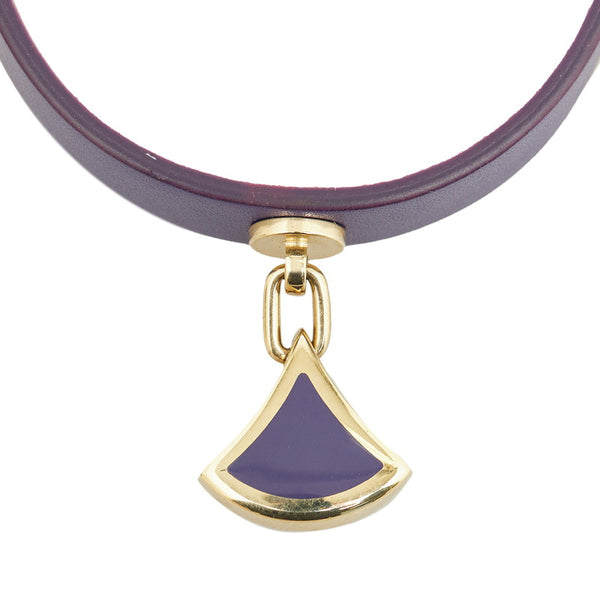 ブルガリ ディーヴァドリーム ブレスレット バングル ネイビー ゴールド レザー メタル レディース BVLGARI 【中古】