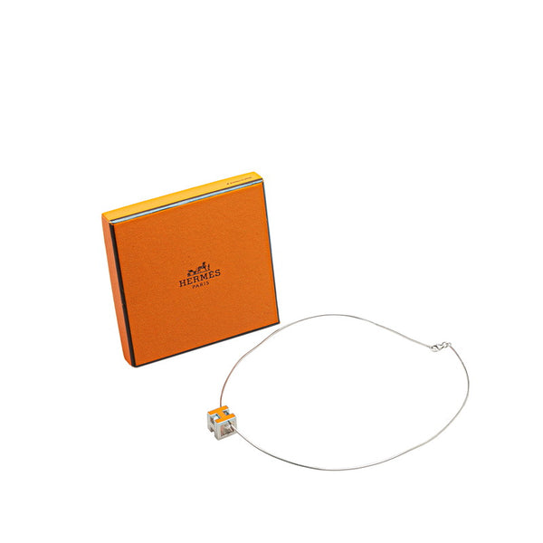 エルメス Hキューブ カサージュドH ネックレス シルバー オレンジ メタル レディース HERMES 【中古】