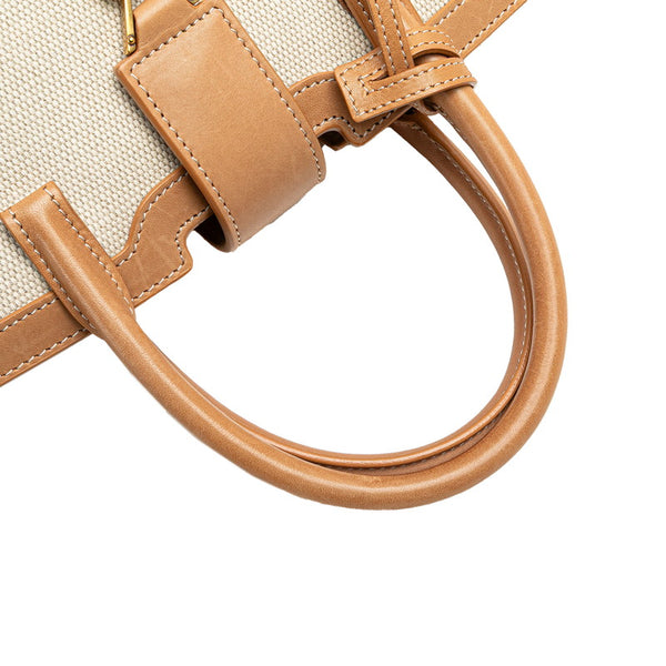 サンローラン YSL モノグラム ダウンタウン ベイビー ハンドバッグ 635346 ベージュ ブラウン キャンバス レザー レディース SAINT LAURENT 【中古】