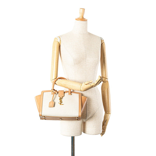 サンローラン YSL モノグラム ダウンタウン ベイビー ハンドバッグ 635346 ベージュ ブラウン キャンバス レザー レディース SAINT LAURENT 【中古】