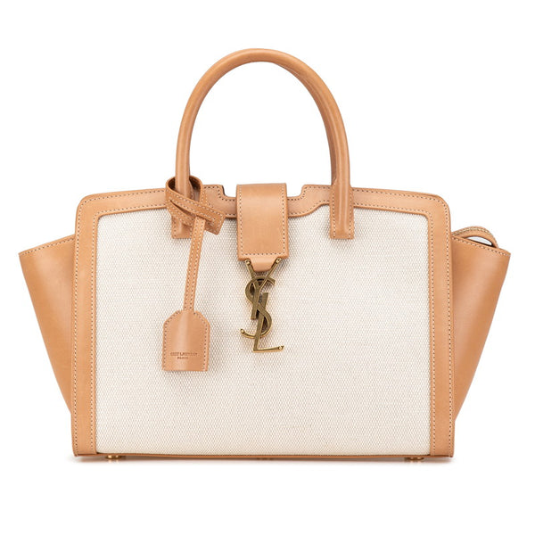 サンローラン YSL モノグラム ダウンタウン ベイビー ハンドバッグ 635346 ベージュ ブラウン キャンバス レザー レディース SAINT LAURENT 【中古】