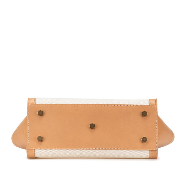 サンローラン YSL モノグラム ダウンタウン ベイビー ハンドバッグ 635346 ベージュ ブラウン キャンバス レザー レディース SAINT LAURENT 【中古】