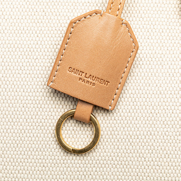 サンローラン YSL モノグラム ダウンタウン ベイビー ハンドバッグ 635346 ベージュ ブラウン キャンバス レザー レディース SAINT LAURENT 【中古】