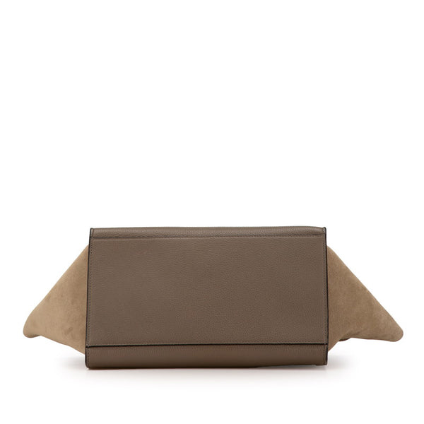 セリーヌ トラペーズ スモール ハンドバッグ ショルダーバッグ 2WAY グレー ブラウン レザー スウェード レディース CELINE 【中古】