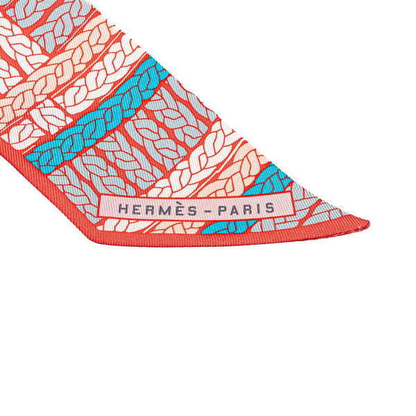 エルメス ツイリー Tresses H トレッセH スカーフ オレンジ マルチカラー シルク レディース HERMES 【中古】