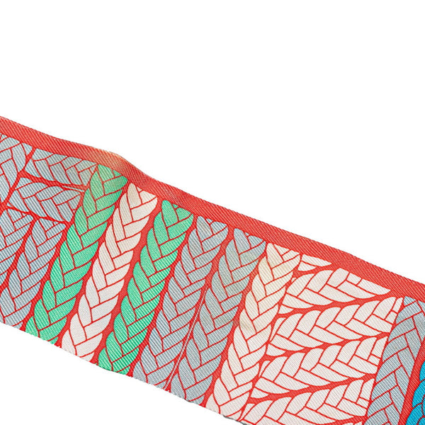 エルメス ツイリー Tresses H トレッセH スカーフ オレンジ マルチカラー シルク レディース HERMES 【中古】