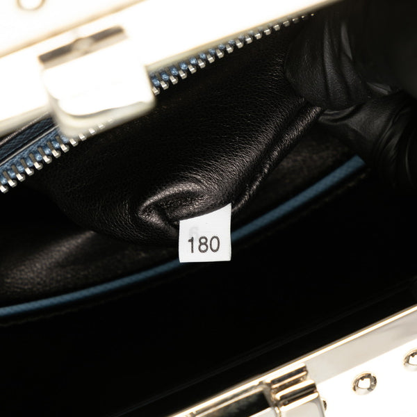 プラダ 三角ロゴプレート ビジュー ハンドバッグ ライトブルー ホワイト レザー レディース PRADA 【中古】