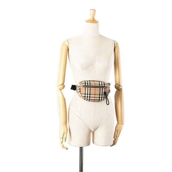 バーバリー ノバチェック ウエストバッグ ボディバッグ ベージュ キャンバス レディース BURBERRY 【中古】
