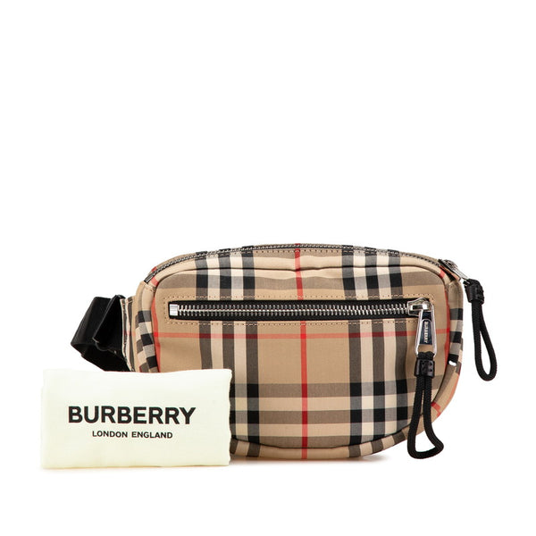 バーバリー ノバチェック ウエストバッグ ボディバッグ ベージュ キャンバス レディース BURBERRY 【中古】