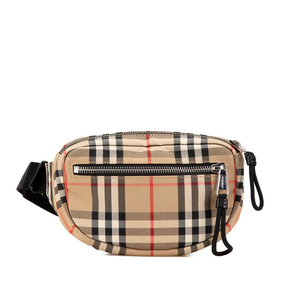 バーバリー ノバチェック ウエストバッグ ボディバッグ ベージュ キャンバス レディース BURBERRY 【中古】