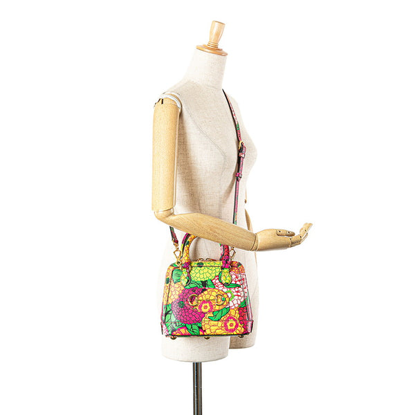 グッチ ホースビット1955 ケンスコット フラワープリント ハンドバッグ ショルダーバッグ 2WAY 640716 ピンク イエロー マルチカラー レザー レディース GUCCI 【中古】