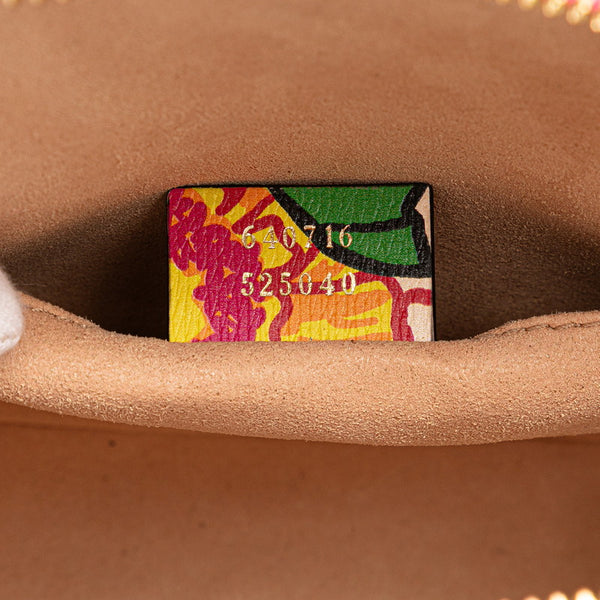 グッチ ホースビット1955 ケンスコット フラワープリント ハンドバッグ ショルダーバッグ 2WAY 640716 ピンク イエロー マルチカラー レザー レディース GUCCI 【中古】