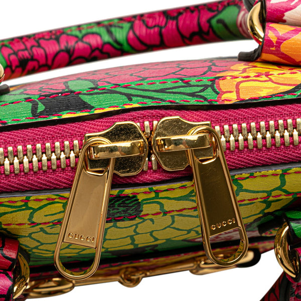 グッチ ホースビット1955 ケンスコット フラワープリント ハンドバッグ ショルダーバッグ 2WAY 640716 ピンク イエロー マルチカラー レザー レディース GUCCI 【中古】