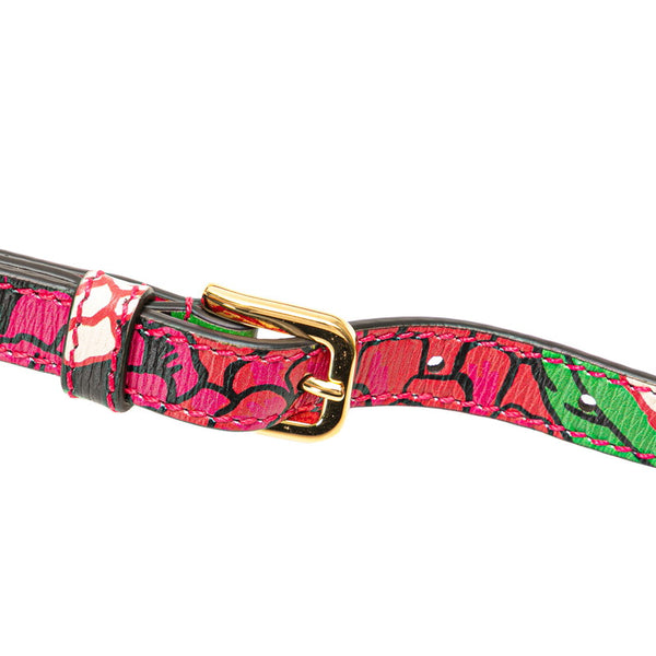 グッチ ホースビット1955 ケンスコット フラワープリント ハンドバッグ ショルダーバッグ 2WAY 640716 ピンク イエロー マルチカラー レザー レディース GUCCI 【中古】