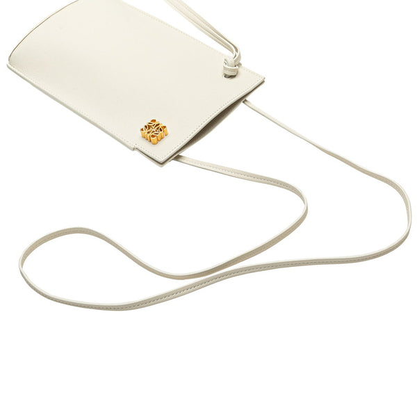 ロエベ アナグラム ダイスポケット 斜め掛け ショルダーバッグ オフホワイト レザー レディース LOEWE 【中古】