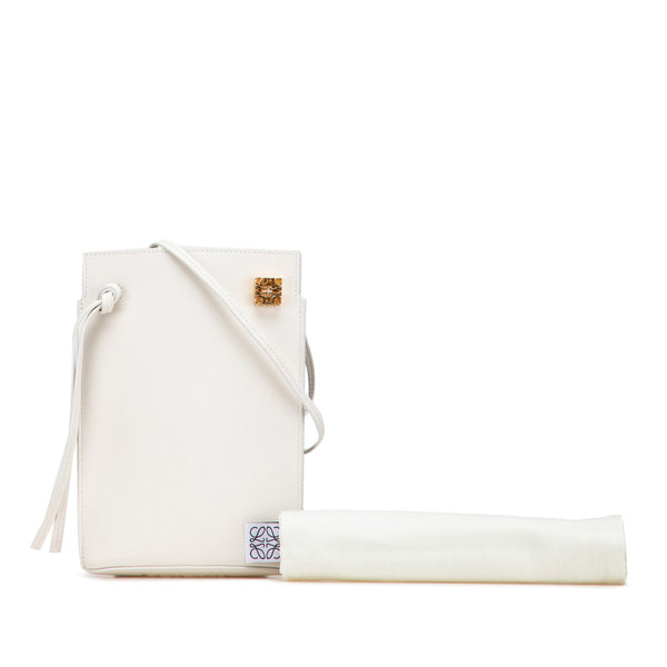 ロエベ アナグラム ダイスポケット 斜め掛け ショルダーバッグ オフホワイト レザー レディース LOEWE 【中古】