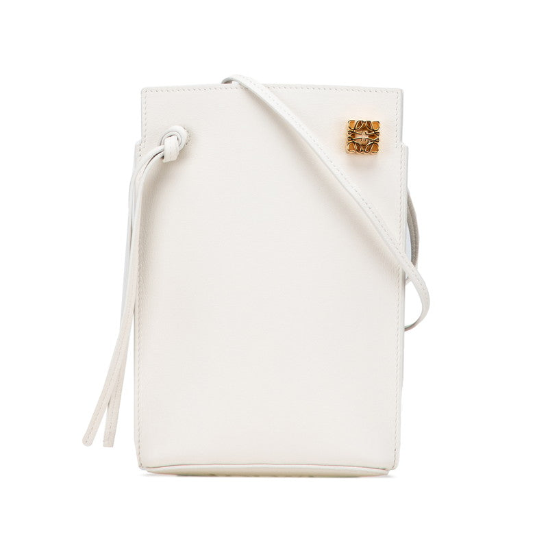 ロエベ アナグラム ダイスポケット 斜め掛け ショルダーバッグ オフホワイト レザー レディース LOEWE 【中古】