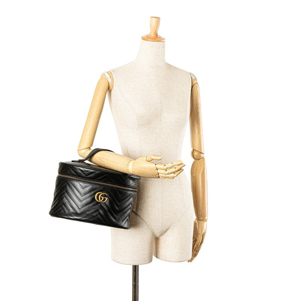 グッチ GGマーモント バニティバッグ 609340 ブラック レザー レディース GUCCI 【中古】